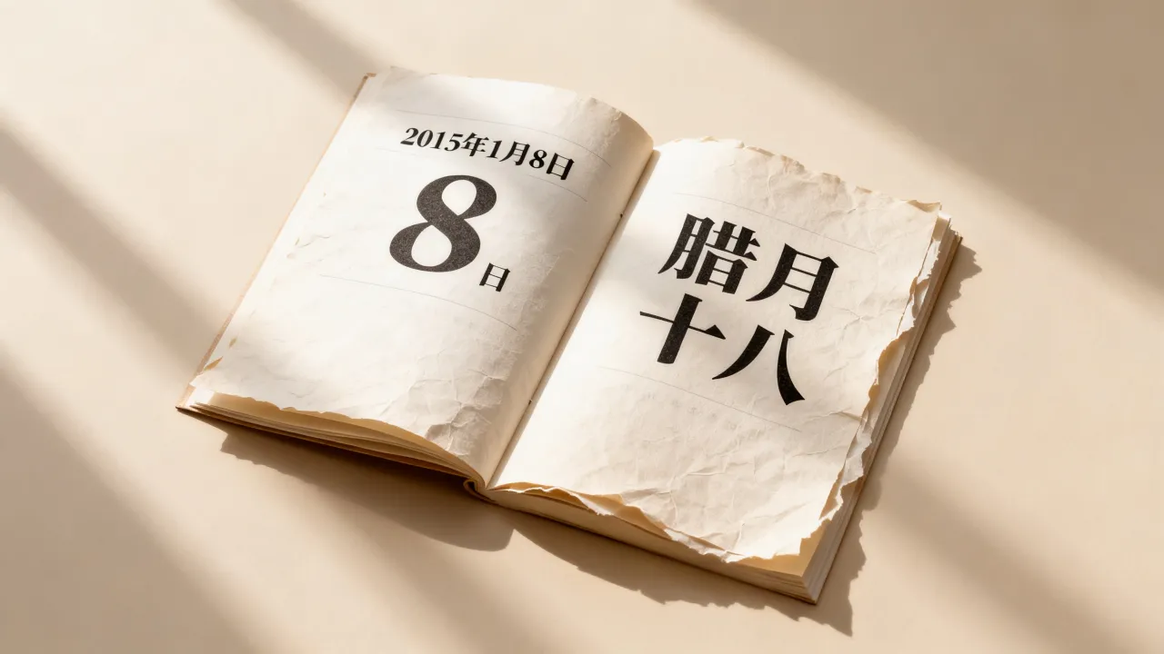 2015年1月8日阴历是几月几号，农历腊月十八对应公历哪天？