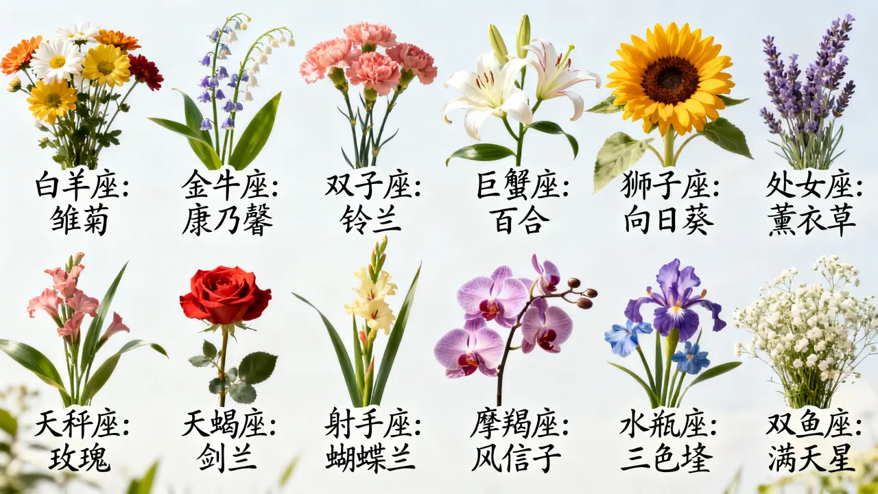 十二星座的幸运花分别是什么,怎么查最全? 十二星座的幸运花分别是什么,怎么查最全?