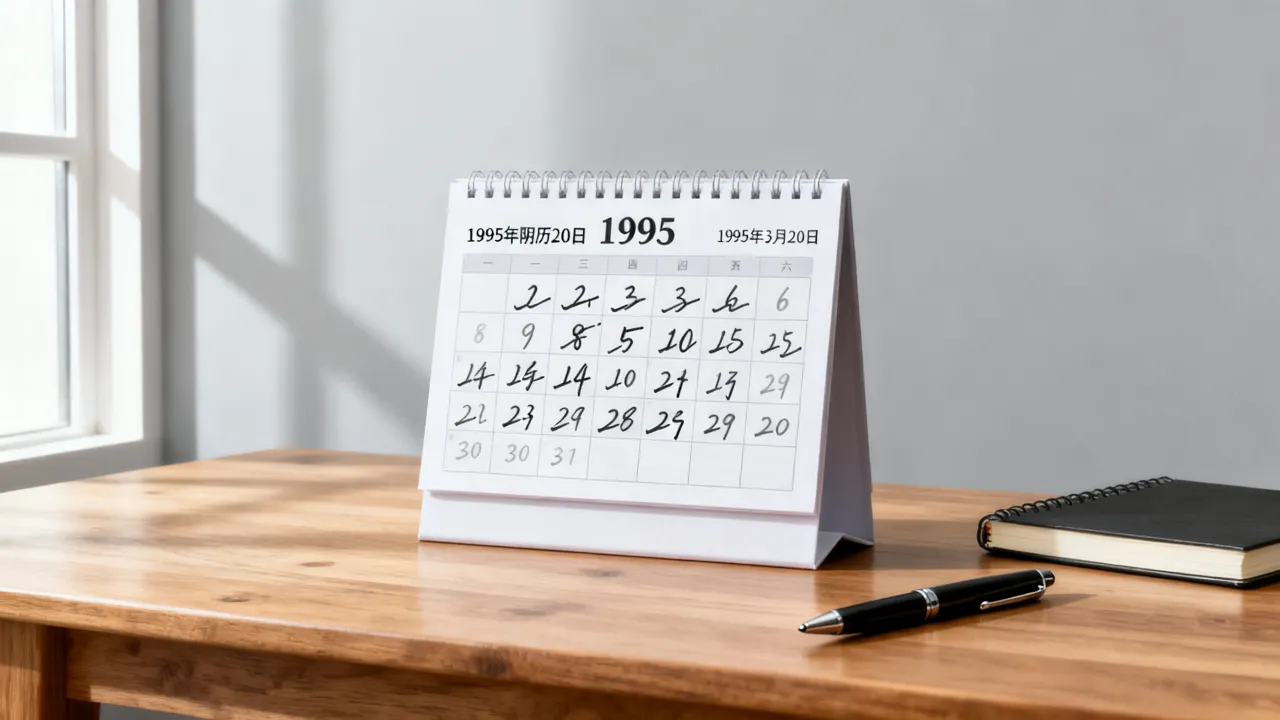 1995年阴历20是几号,阴历20日对应公历哪天? 1995年阴历20是几号,阴历20日对应公历哪天?