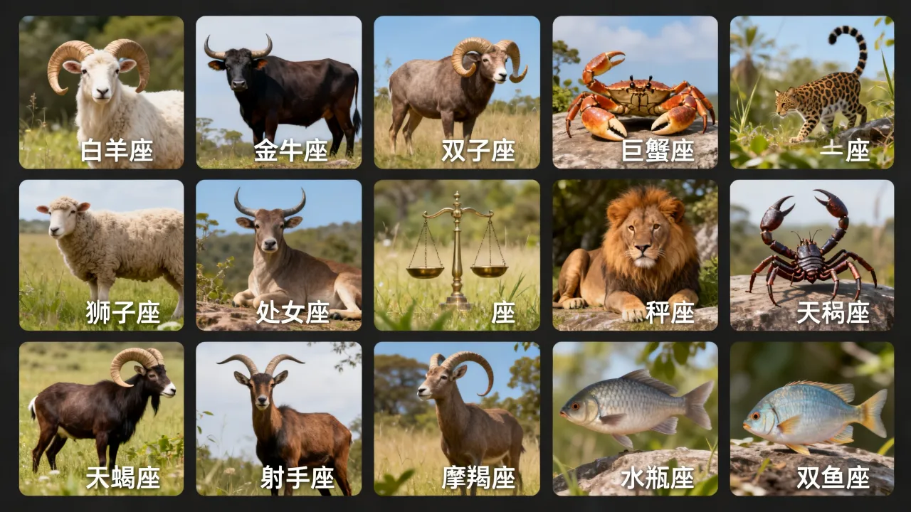 十二星座动物图片大全,十二星座对应的动物分别是什么? 十二星座动物图片大全,十二星座对应的动物分别是什么?