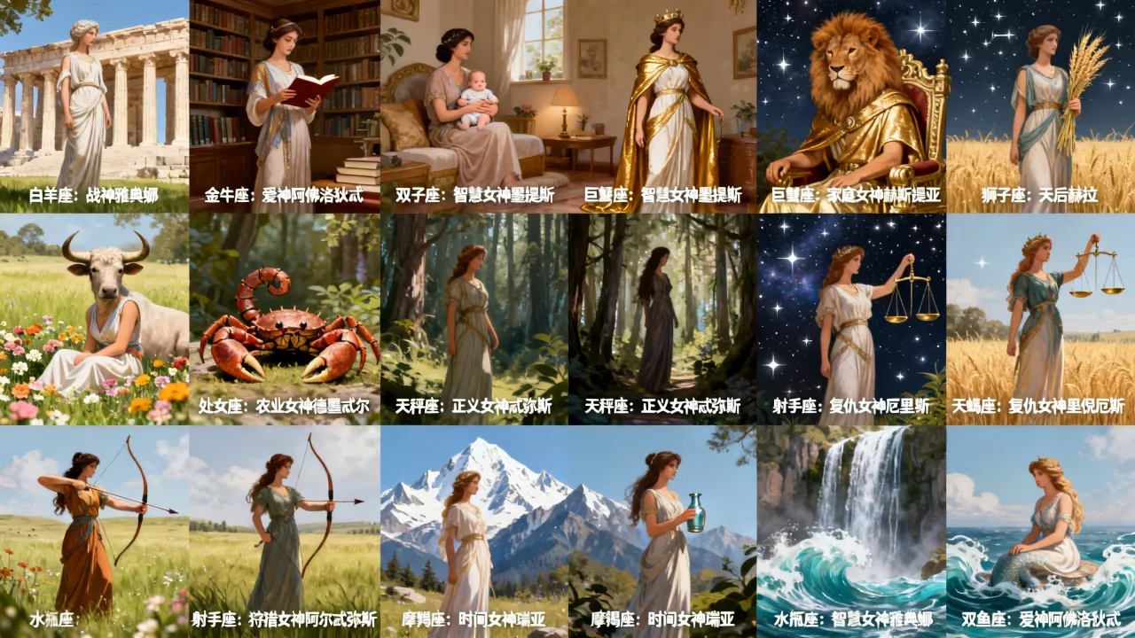 十二星座女神分别是谁，你知道十二星座对应的女神有哪些吗？