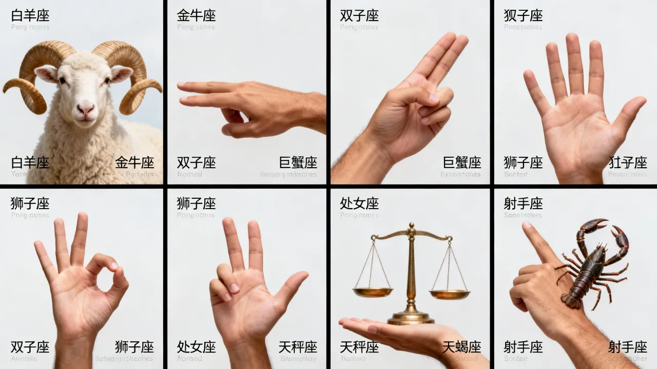 十二星座九宫格手势图解大全,十二星座九宫格手势怎么摆教程 十二星座九宫格手势图解大全,十二星座九宫格手势怎么摆教程