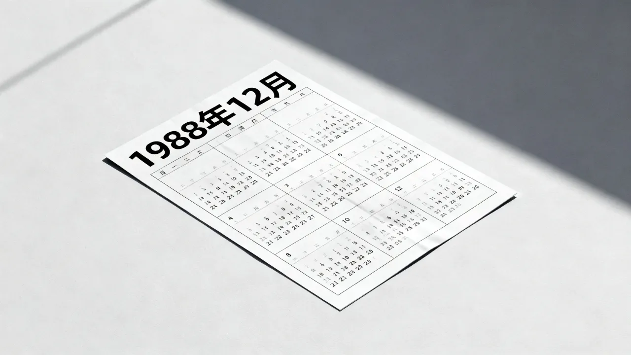 1988年12月阴历是阳历几号，1988年农历阳历对照表查询？