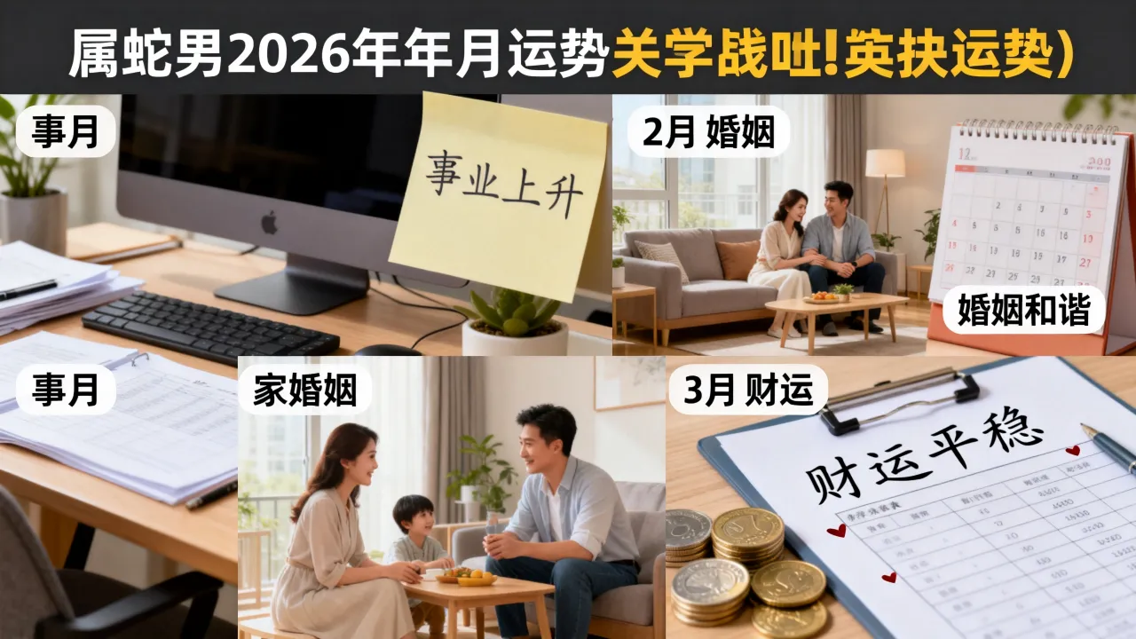 1977年属蛇男2026年每月运势如何，事业婚姻财运详解