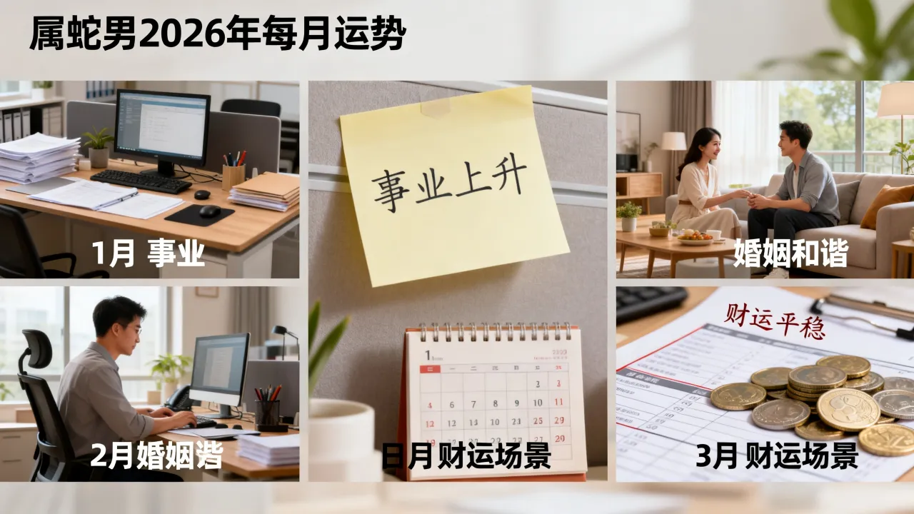 1977年属蛇男2026年每月运势如何，事业婚姻财运详解