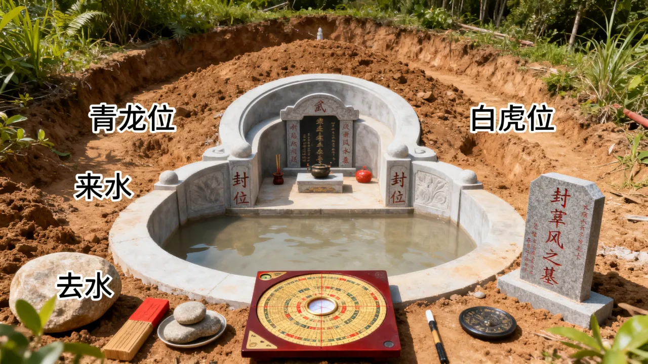 土葬封水怎么看吉凶图？土葬封水风水图解大全