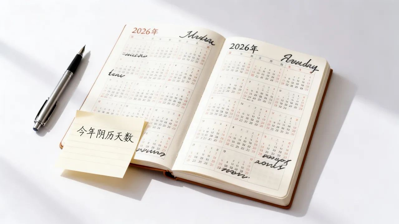 今年阴历是多少天,2026年农历全年一共有多少天 今年阴历是多少天,2026年农历全年一共有多少天
