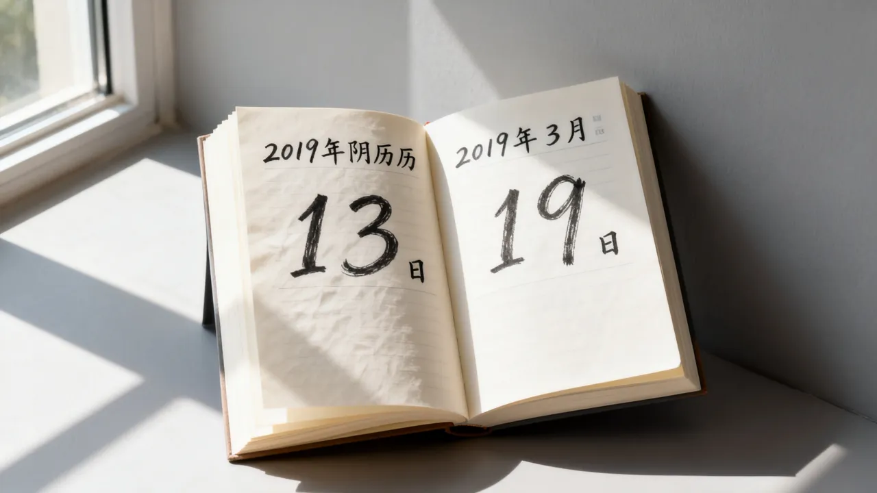 2019年阴历13是几月几号，阴历13日对应公历日期