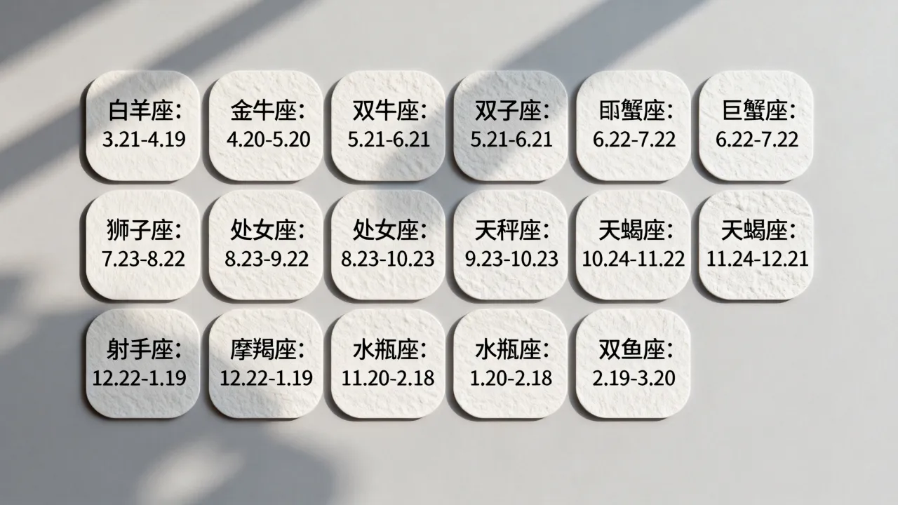 十二星座按日期怎么分，出生日期对应哪个星座