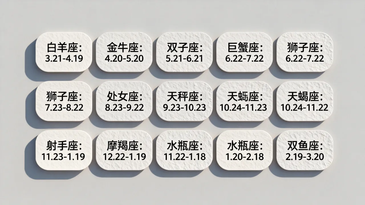 十二星座按日期怎么分，出生日期对应哪个星座