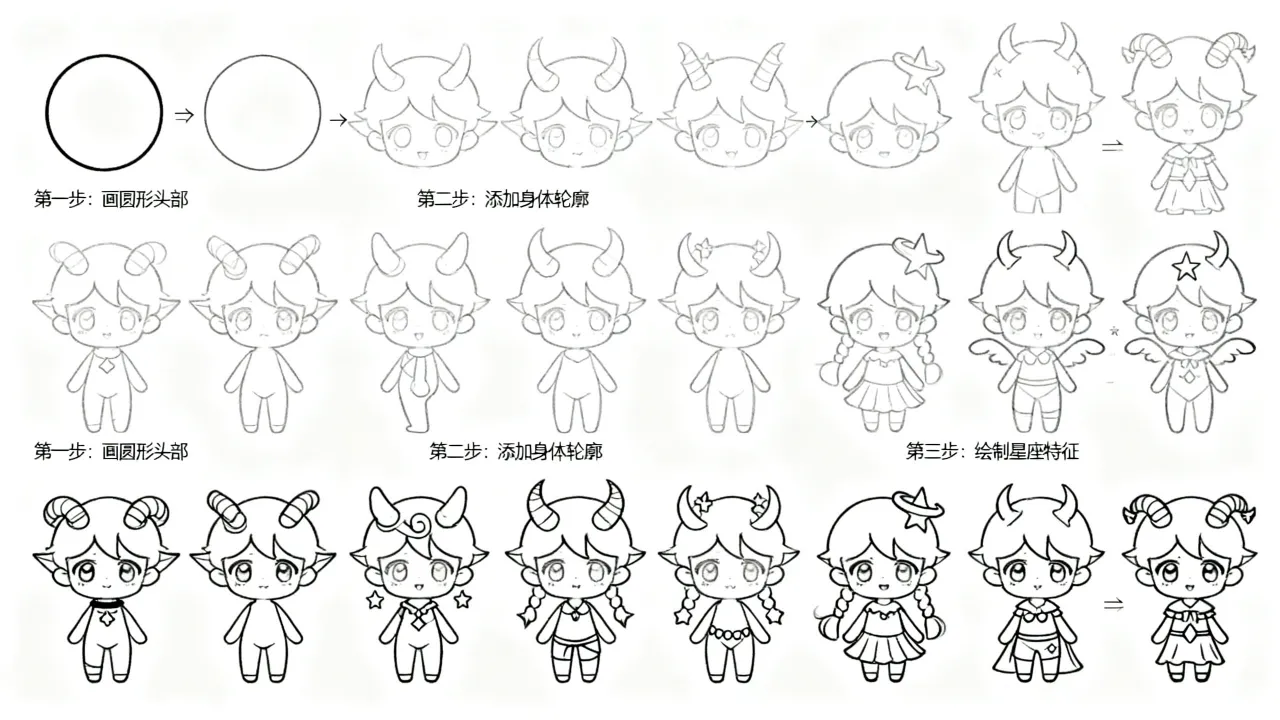 q版动漫人物十二星座怎么画?,q版动漫十二星座简笔画教程 q版动漫人物十二星座怎么画?,q版动漫十二星座简笔画教程