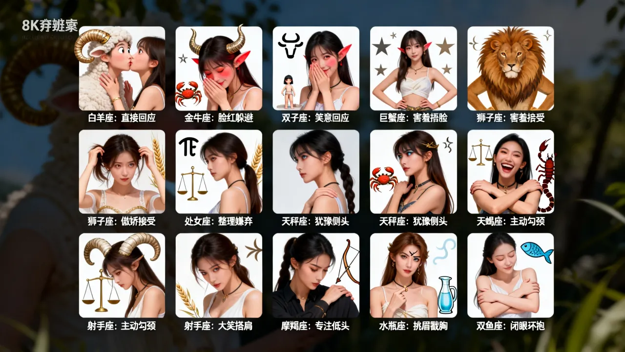 十二星座强吻女生会有什么反应？哪些星座最主动？