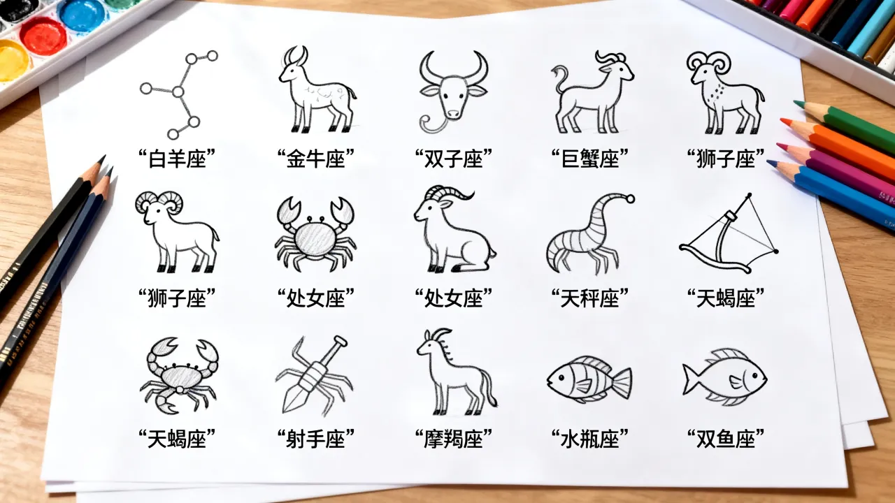 可爱的十二星座画画怎么画？十二星座简笔画教程大全