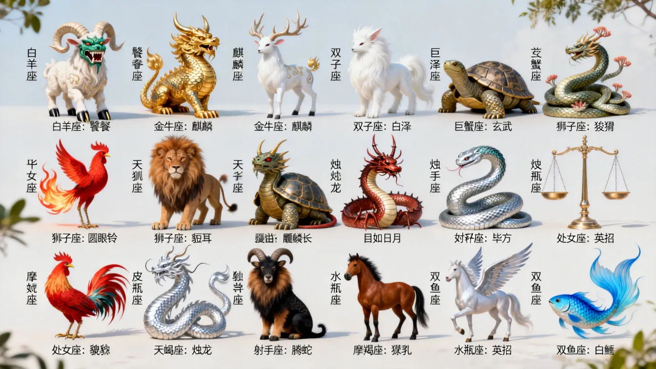十二星座都是神兽吗,十二星座分别对应什么神兽? 十二星座都是神兽吗,十二星座分别对应什么神兽?