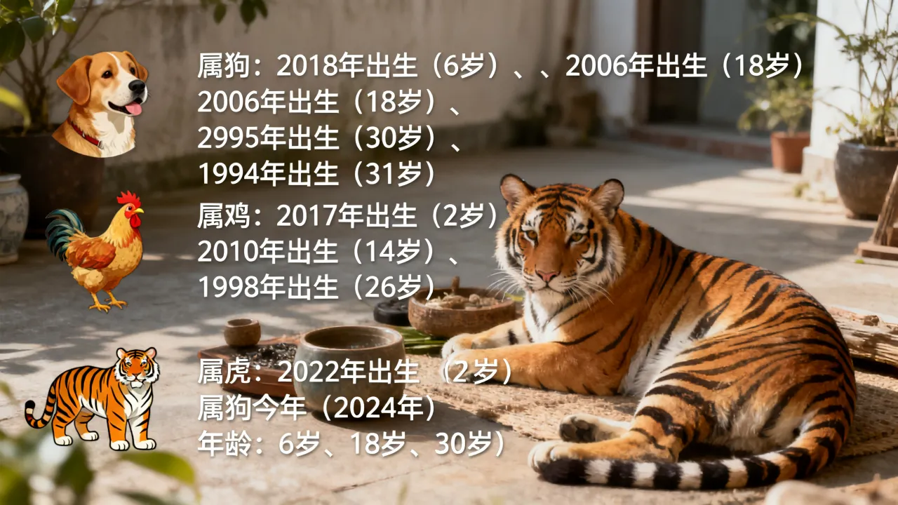 属狗和属鸡属虎的年龄分别是多少岁,属狗今年多大 属狗和属鸡属虎的年龄分别是多少岁,属狗今年多大