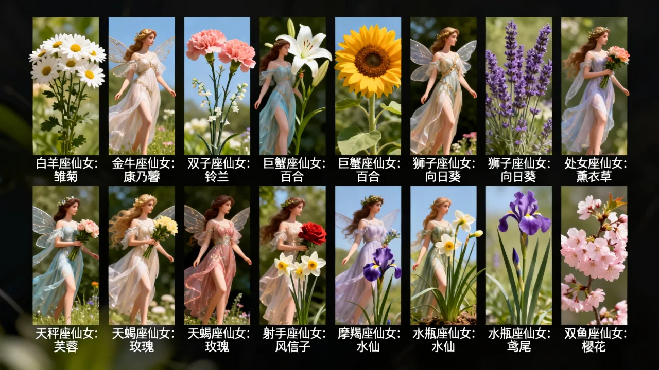 黄金十二星座仙女分别是谁？十二星座仙女对应的守护花语是什么？
