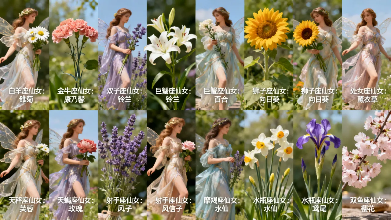黄金十二星座仙女分别是谁？十二星座仙女对应的守护花语是什么？