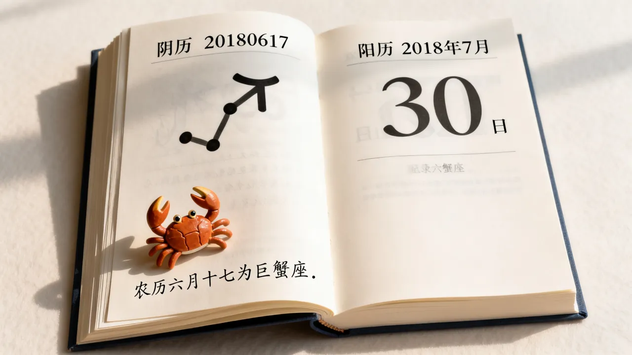 阴历20180617是阳历几月几号，农历六月十七是什么星座？