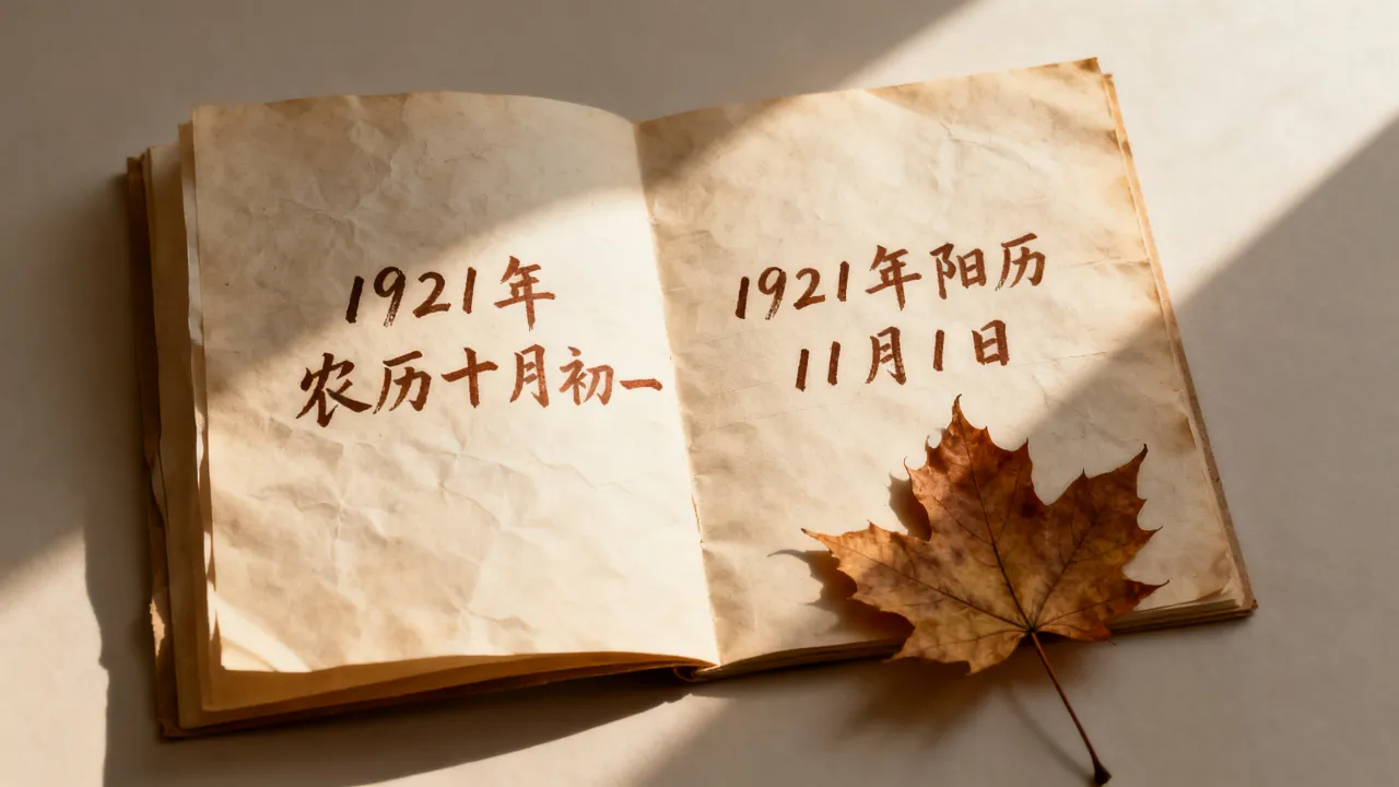 1921年农历十月初一是几号，1921年阴历10月1日是阳历几号