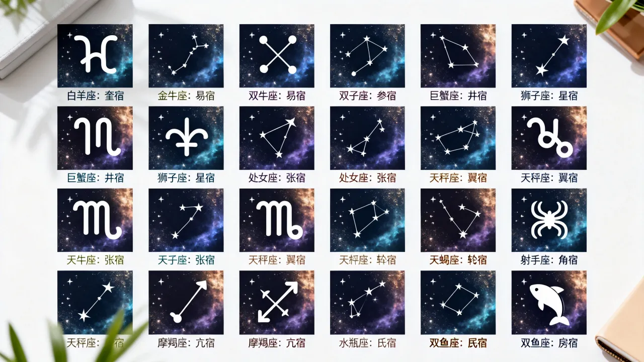 十二星座对应哪些星宿?十二星宿分别是什么? 十二星座对应哪些星宿?十二星宿分别是什么?