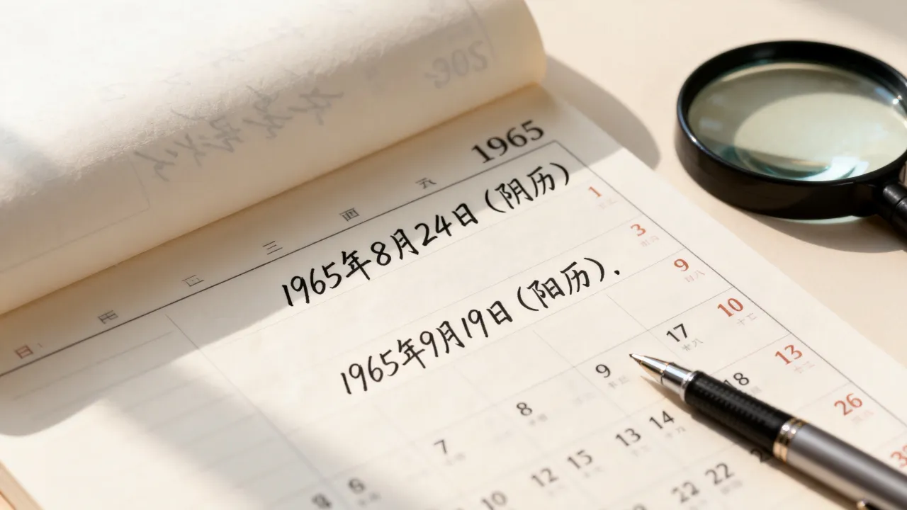 1965年8月24日阴历是阳历几月几号,1965年农历查询 1965年8月24日阴历是阳历几月几号,1965年农历查询