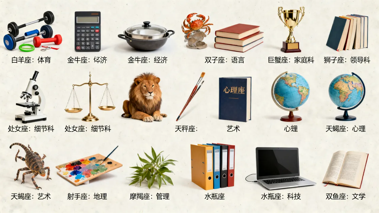 十二星座什么科目最好?十二星座分别擅长什么科目? 十二星座什么科目最好?十二星座分别擅长什么科目?