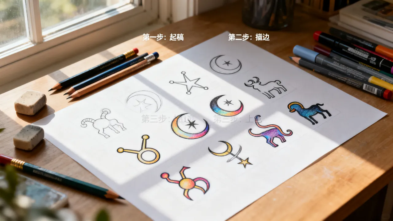 十二星座简单图案怎么画?手绘教程步骤详解,新手必看 十二星座简单图案怎么画?手绘教程步骤详解,新手必看