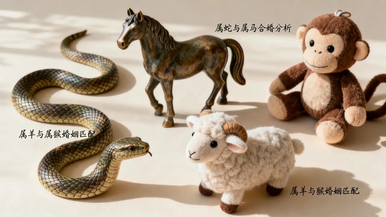 属蛇和属马、属羊和属猴的婚姻配吗？属蛇属马属羊属猴合婚好不好？