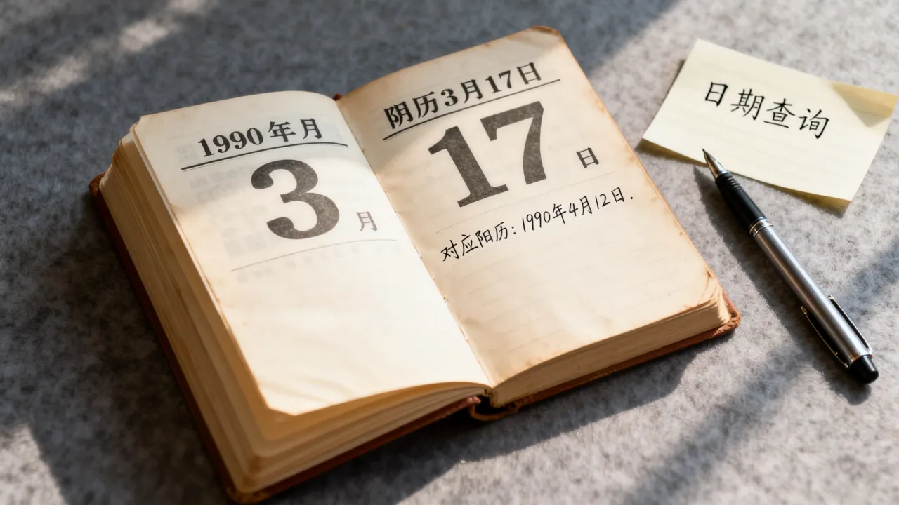 1990年阴历3月17日是阳历几号？阴历317日对应公历查询