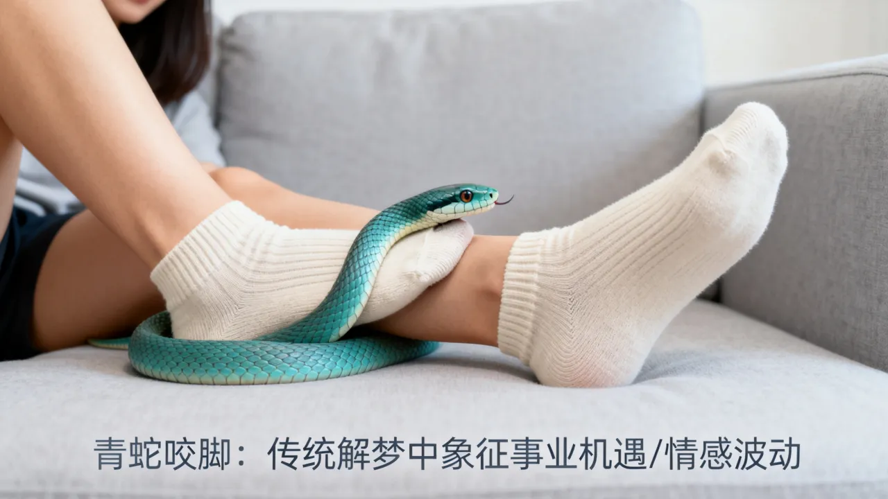 梦见青蛇咬脚会是什么预兆，女人梦见青蛇咬脚预示什么吉凶？