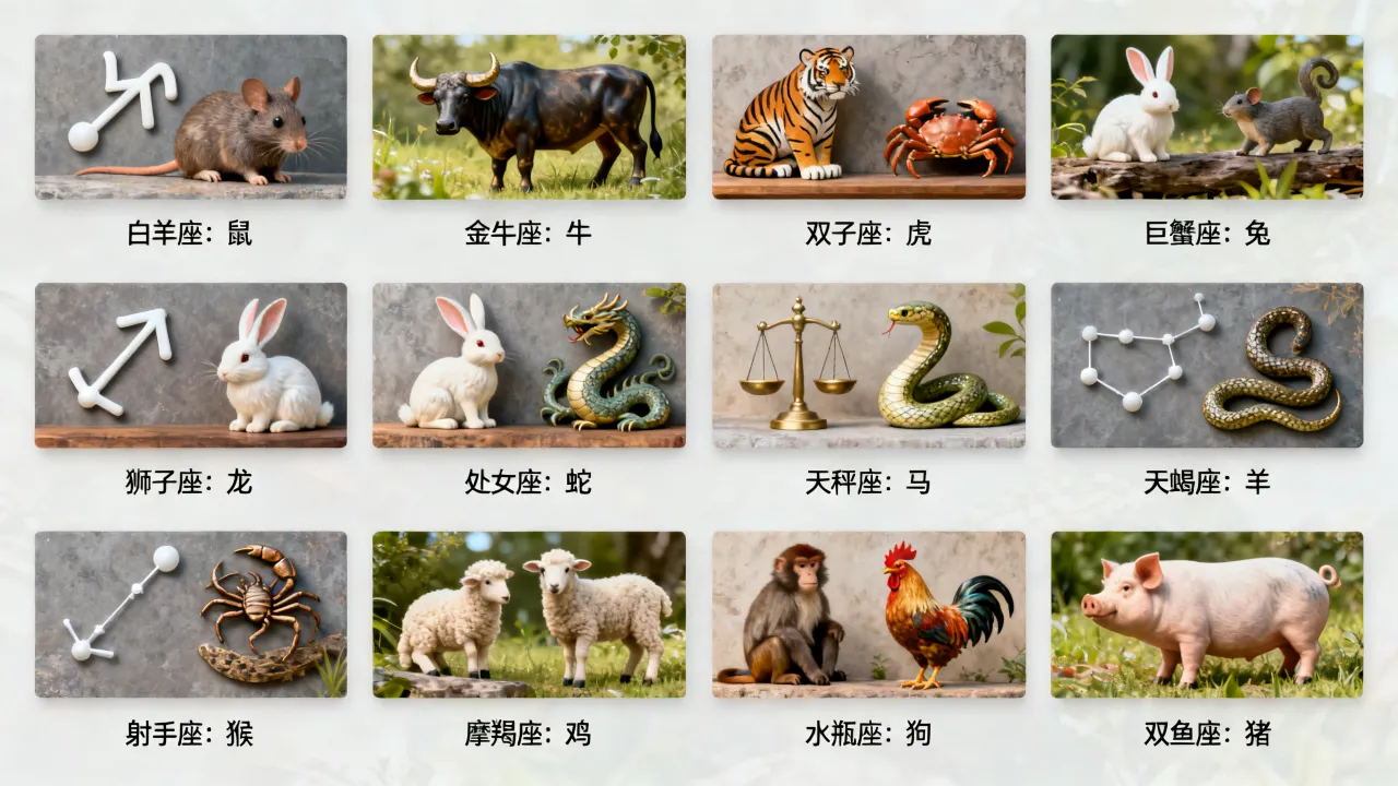十二星座的守护生肖分别是什么，十二星座对应哪个生肖属相