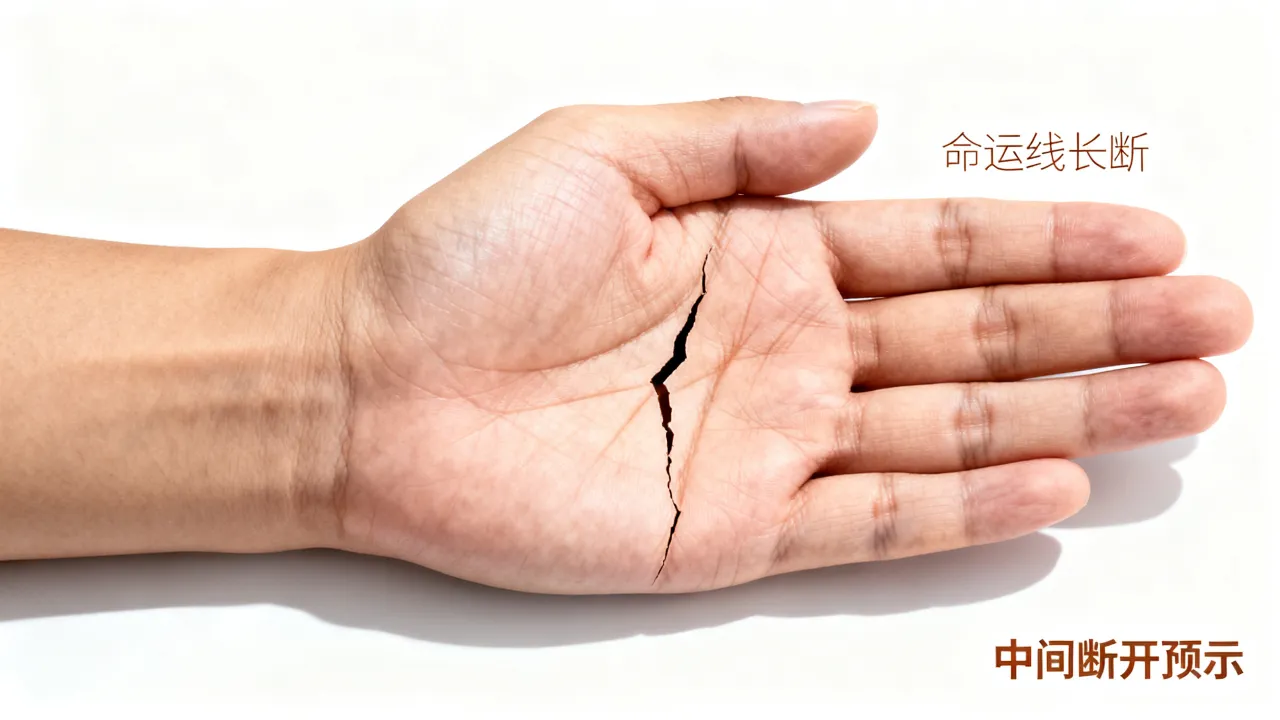 手相命运线长断了代表什么?命运线长中间断开预示什么? 手相命运线长断了代表什么?命运线长中间断开预示什么?