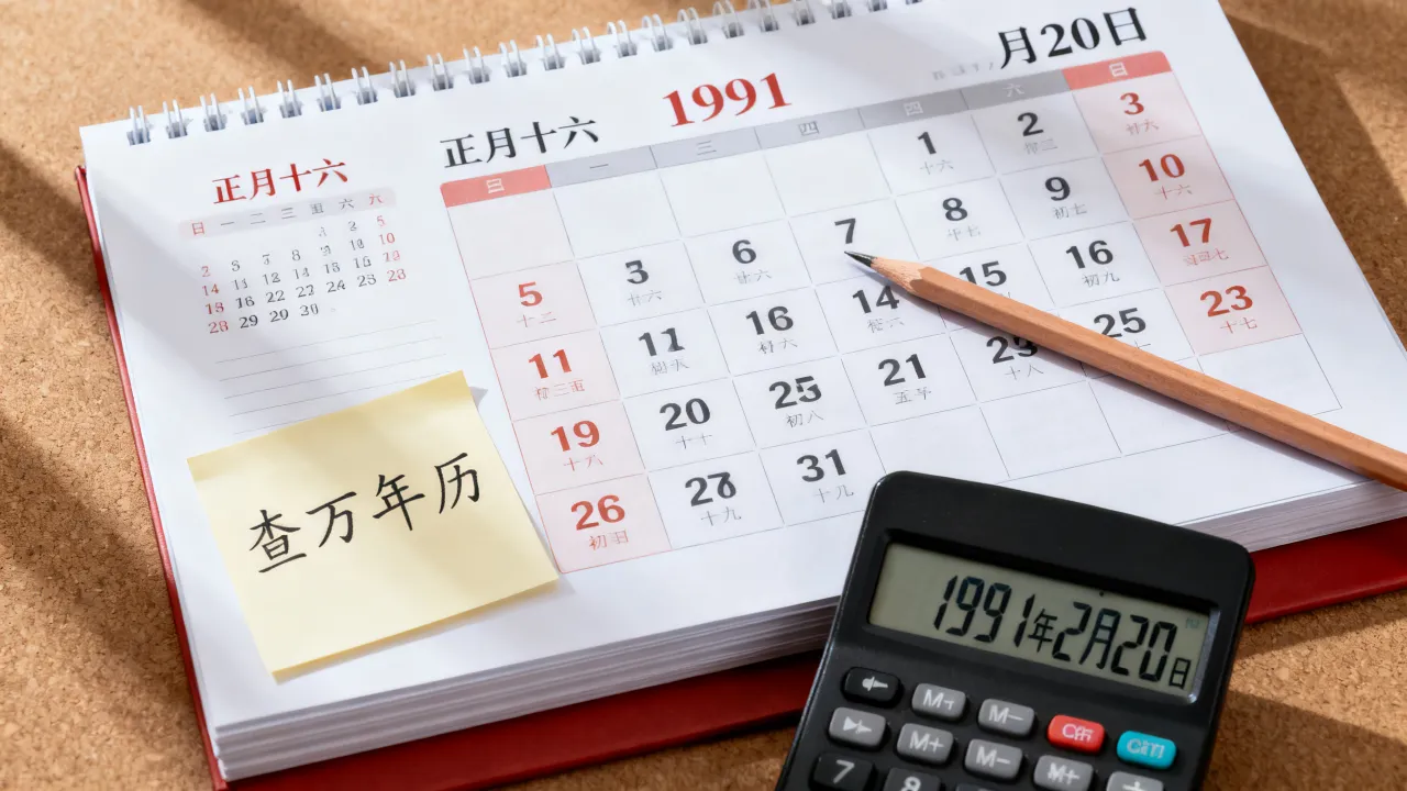 一九九一年阴历正月十六是阳历几月几号，怎么换算