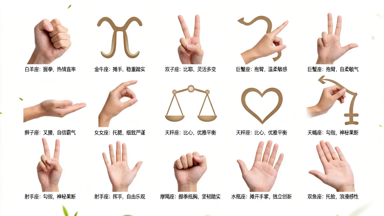 十二星座手势图案分别代表什么,如何通过手势判断性格? 十二星座手势图案分别代表什么,如何通过手势判断性格?