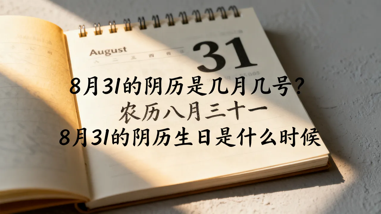 8月31的阴历是几月几号?农历八月三十一,8月31的阴历生日是什么时候。 8月31的阴历是几月几号?农历八月三十一,8月31的阴历生日是什么时候。