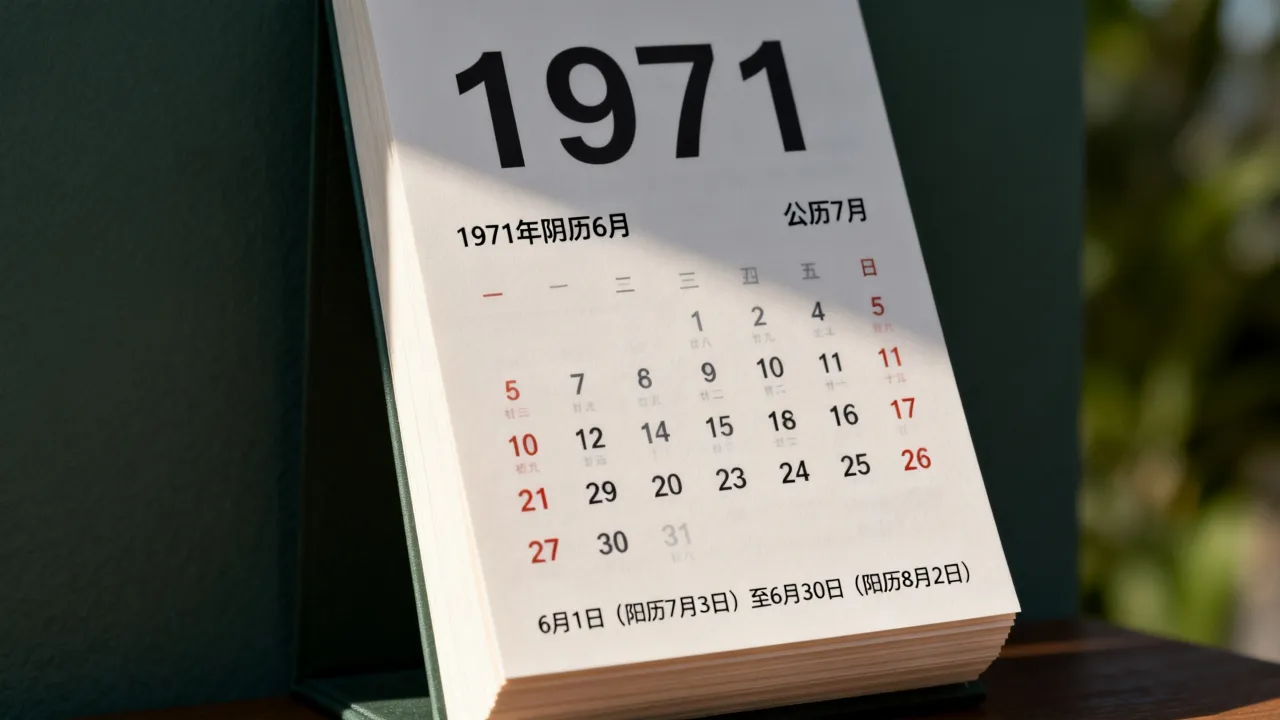 1971年阴历6月是公历几月?农历六月对应阳历几号? 1971年阴历6月是公历几月?农历六月对应阳历几号?