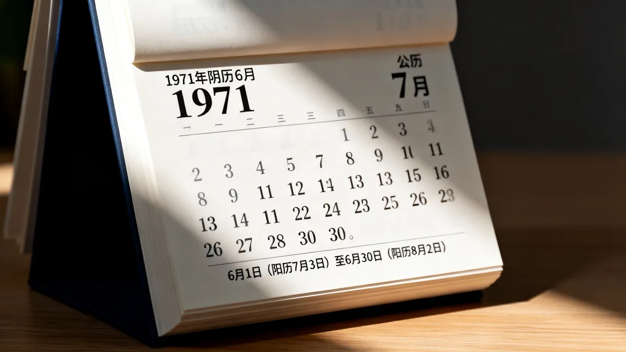 1971年阴历6月是公历几月?农历六月对应阳历几号? 1971年阴历6月是公历几月?农历六月对应阳历几号?