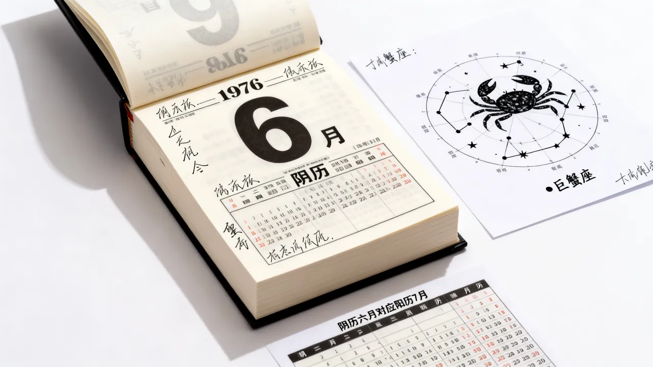 1976年阴历6月是什么星座,阴历六月是阳历几月几号? 1976年阴历6月是什么星座,阴历六月是阳历几月几号?