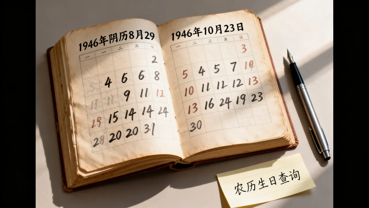 1946年阴历8月29是公历几月几日，农历生日查询