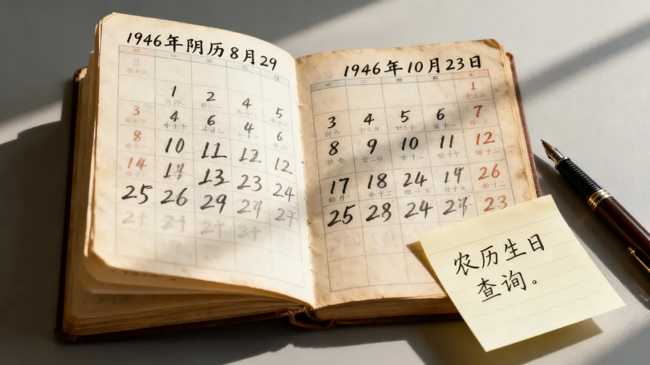 1946年阴历8月29是公历几月几日，农历生日查询
