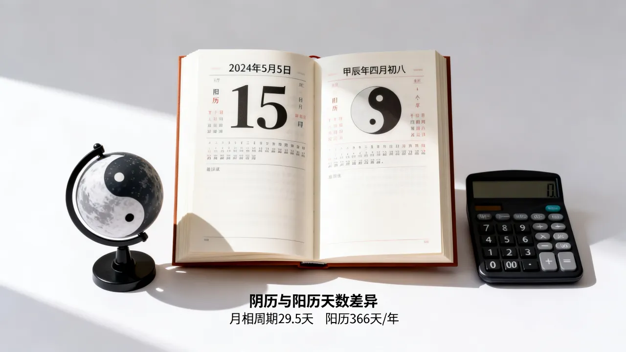 阴历比阳历慢几天，阴历和阳历相差多少天怎么计算