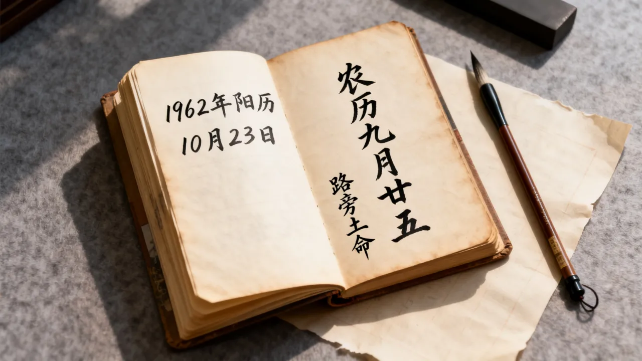1962年阳历10月23日是农历几月几号，阴历九月廿五是什么命
