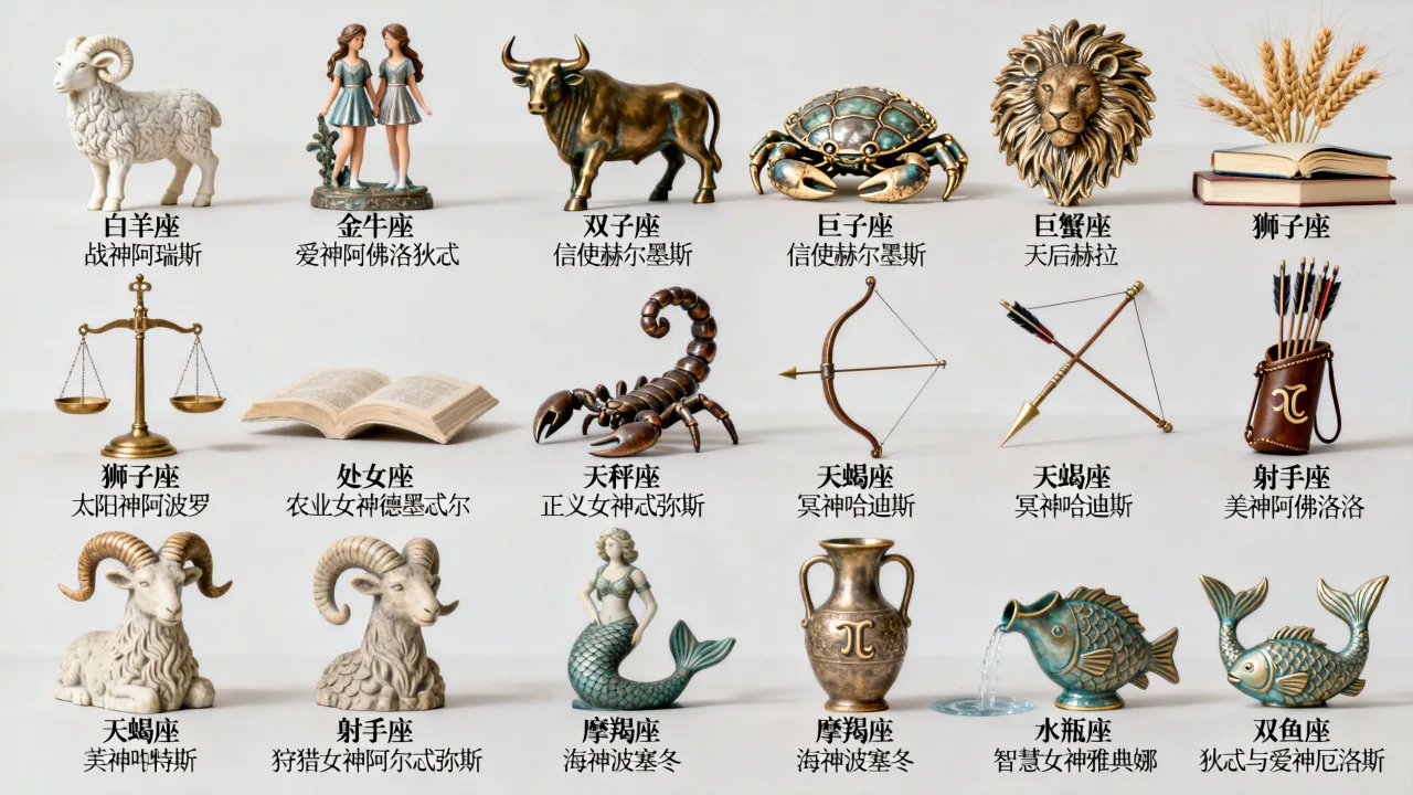 十二星座各是什么神使？，十二星座守护神分别是谁