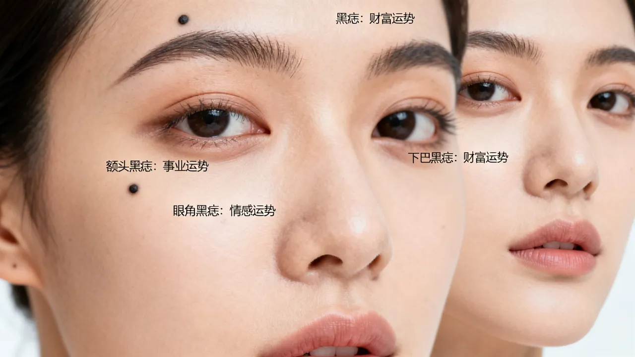黑点的位置与命运图怎么看，脸上黑痣位置命运图解