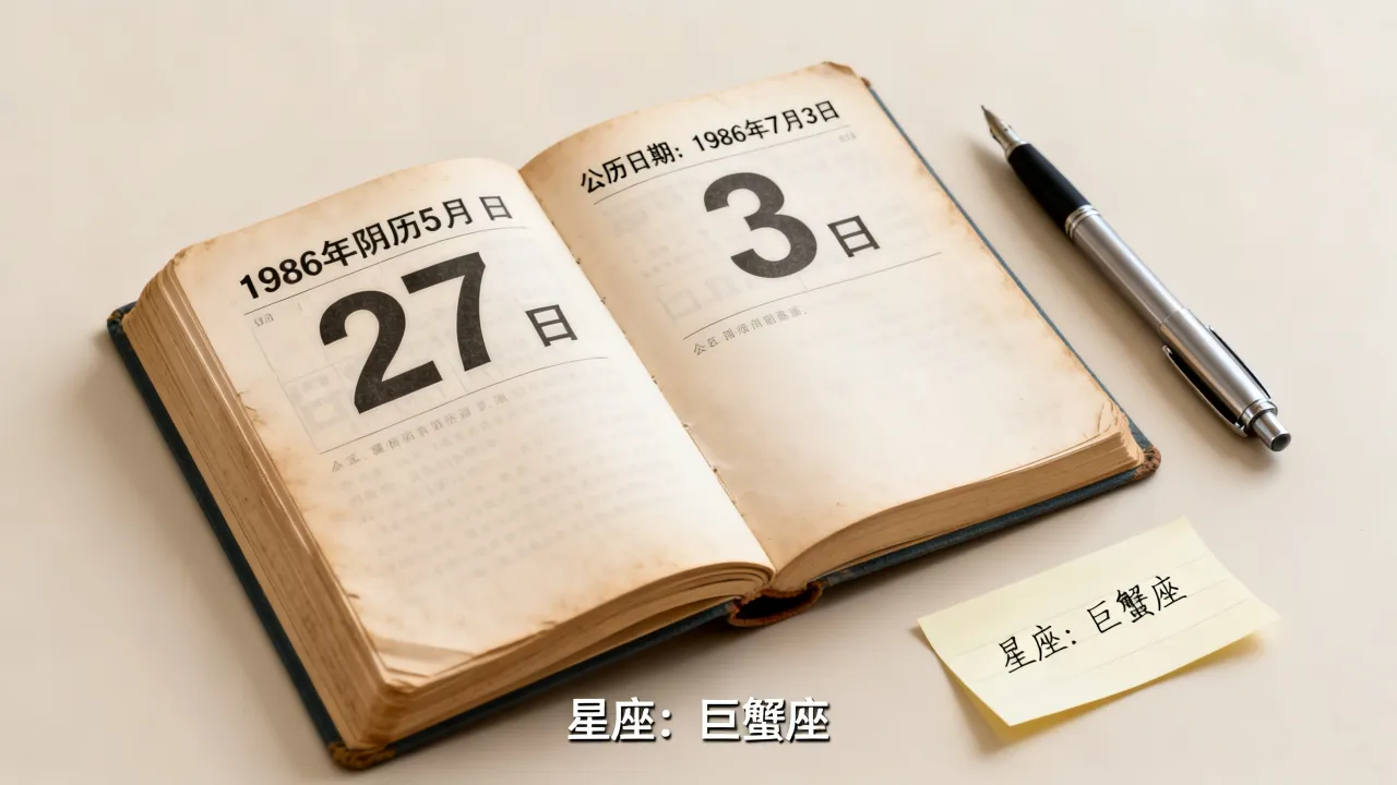 1986年阴历5月27日是公历几号，是什么星座？