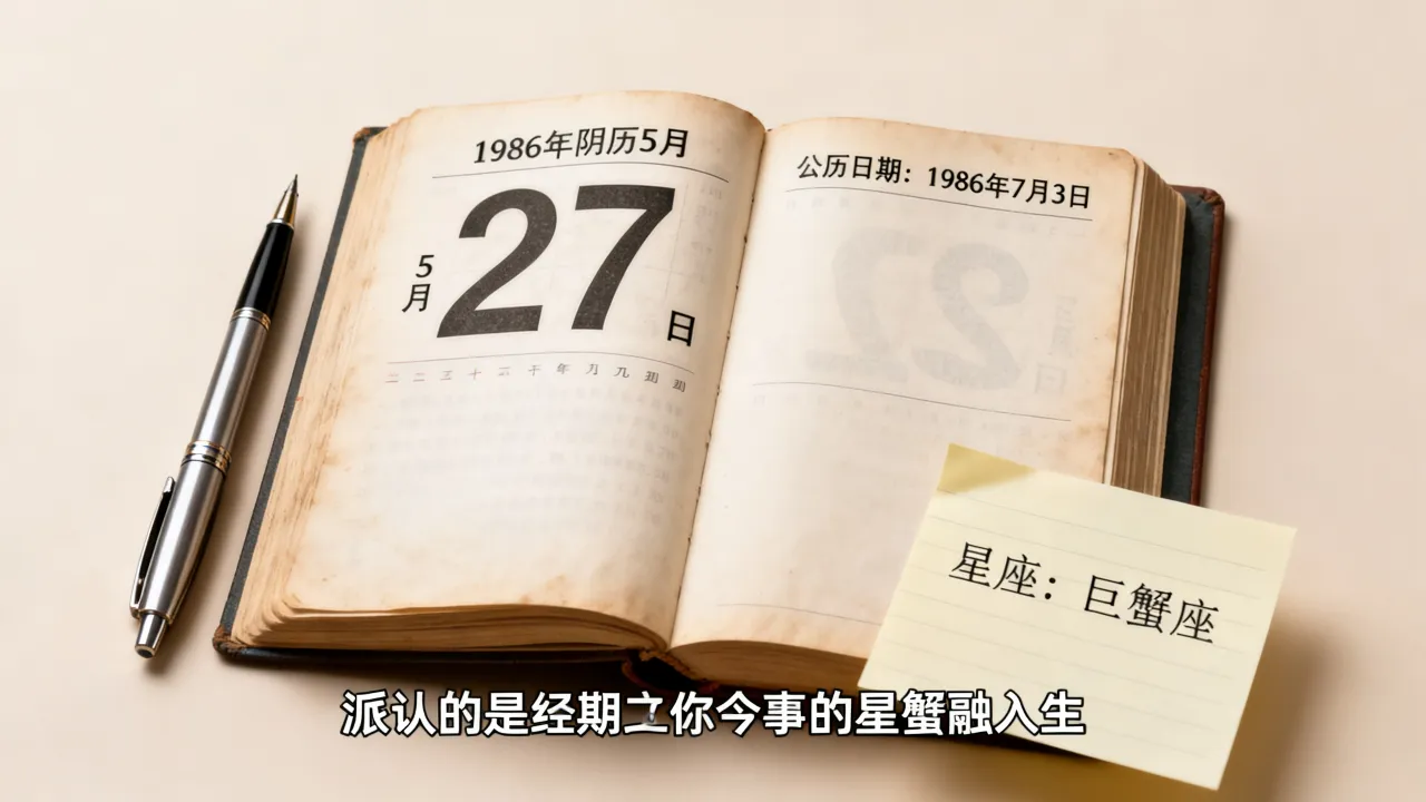 1986年阴历5月27日是公历几号，是什么星座？