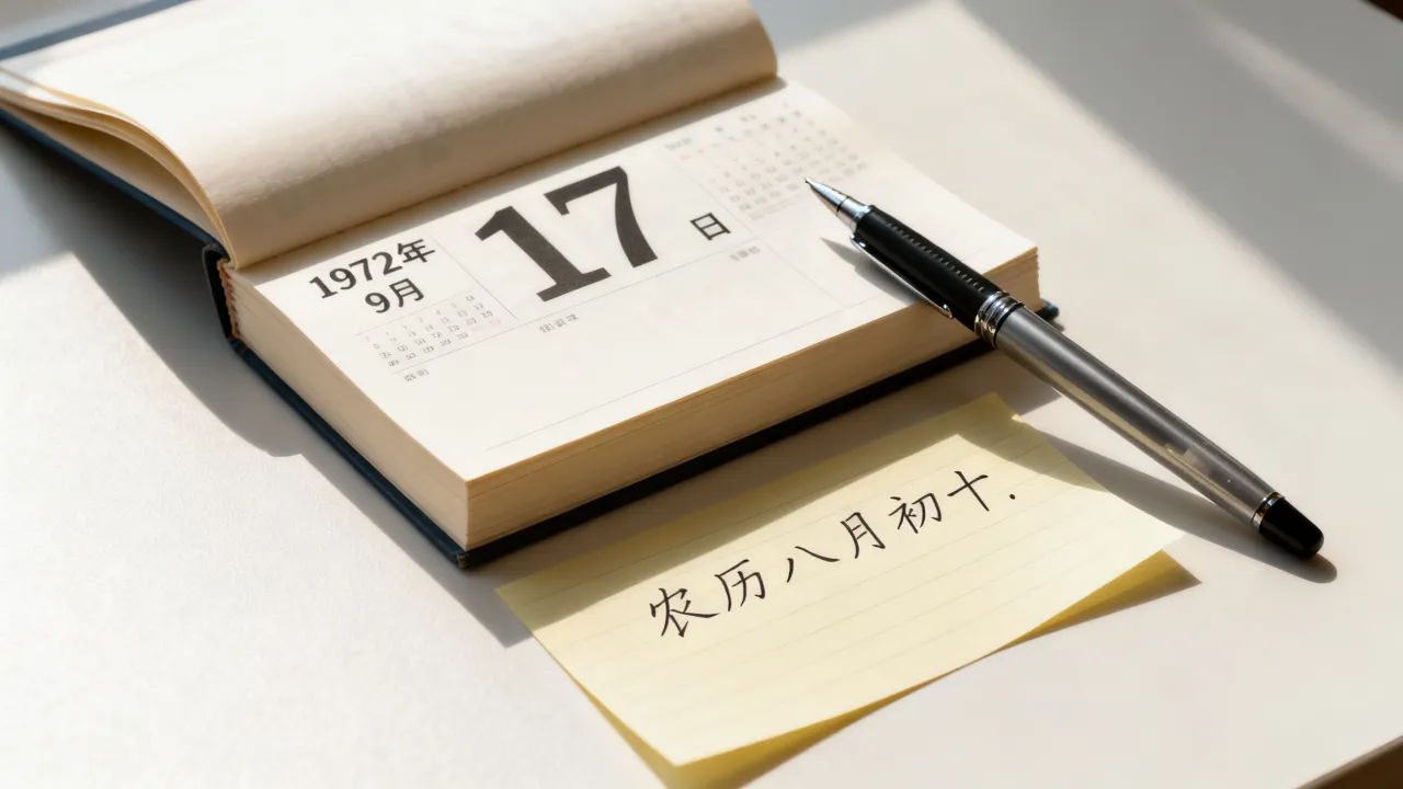 1972年9月17日阴历是几月几号,农历生日查询 1972年9月17日阴历是几月几号,农历生日查询