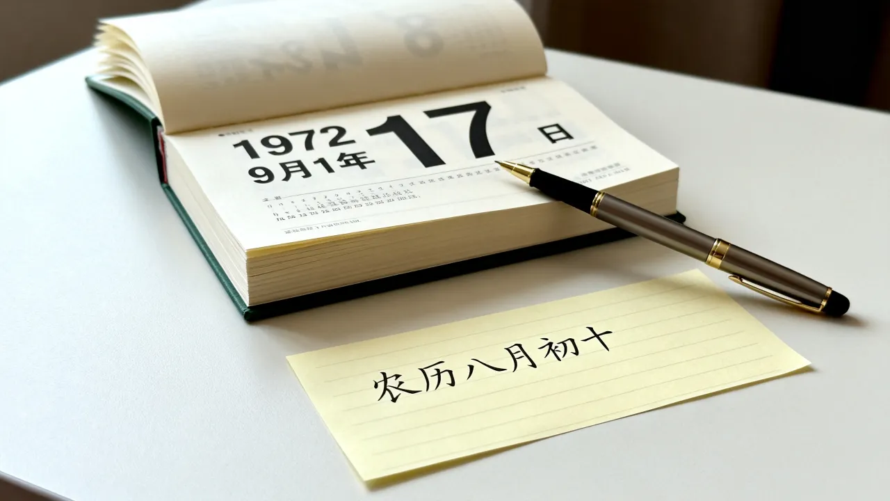 1972年9月17日阴历是几月几号,农历生日查询 1972年9月17日阴历是几月几号,农历生日查询