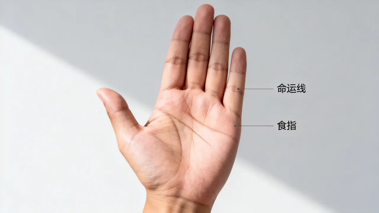 命运线止于食指意味着什么，手相命运线长短代表什么