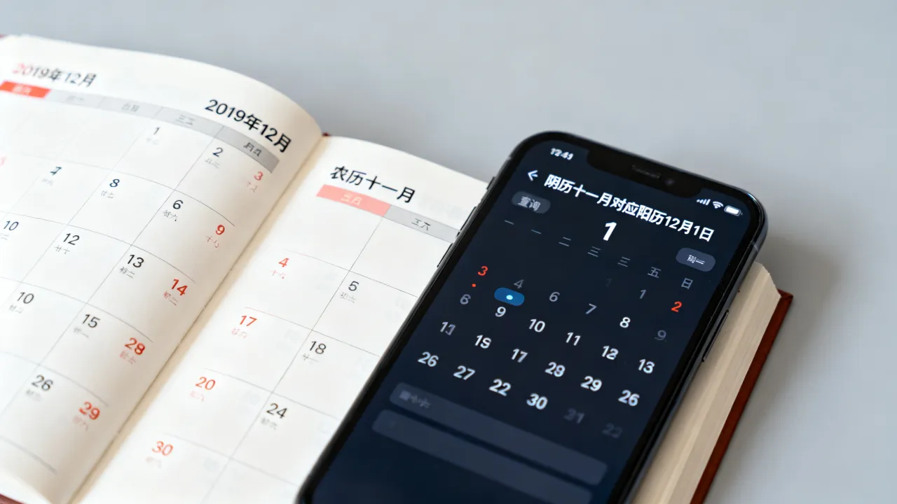2019年12月是农历几月，阴历十一月对应阳历多少号，怎么查？